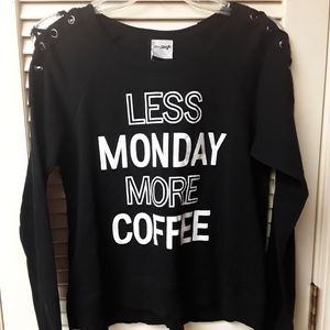 Black Monday Coffee Boho Goth Sweater M L